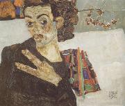 Egon Schiele Self-Portrait with Black Clay Vase and Spread Fingers (mk12)
